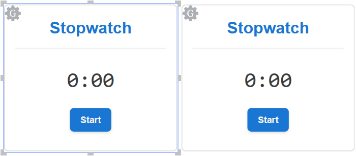 Two inactive stopwatch gadgets with the default settings