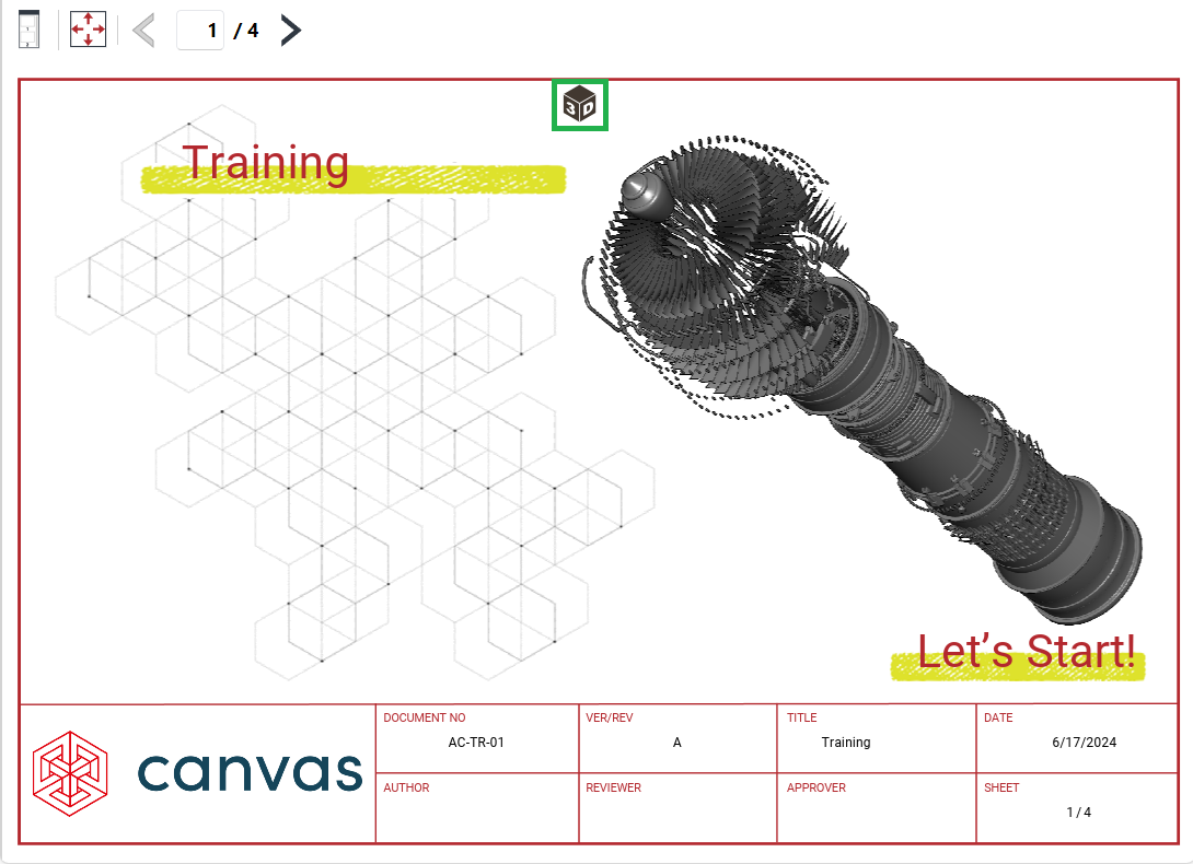 3D model and 3D model icon on a page in the 3D Viewer