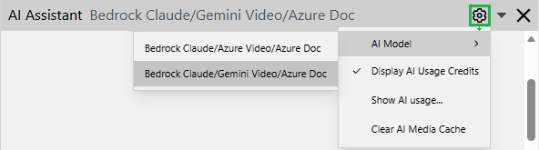 The AI Configuration menu on the AI Assistant pane title bar