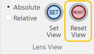 Reset View Button in the Lens View Panel on the Lens Contextual Ribbon Tab Reset View Button in the Lens View Panel on the Lens Contextual Ribbon Tab