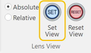 Set View Button in the Lens View Panel on the Lens Contextual Ribbon Tab Set View Button in the Lens View Panel on the Lens Contextual Ribbon Tab
