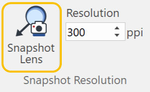 Snapshot Lens button in the Snapshot Resolution Panel on the Lens Contextual Ribbon Tab Snapshot Lens button in the Snapshot Resolution Panel on the Lens Contextual Ribbon Tab