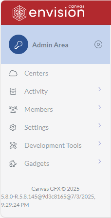 Admin Area Sidebar Wide
