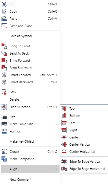 Align Submenu from the Context-sensitive Menu for the Selected Objects