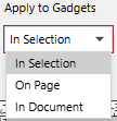 The Apply to Gadgets drop-down list in the Scope panel of the Gadget contextual ribbon tab