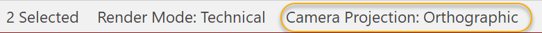 The current camera project is also indicated in the Status bar.