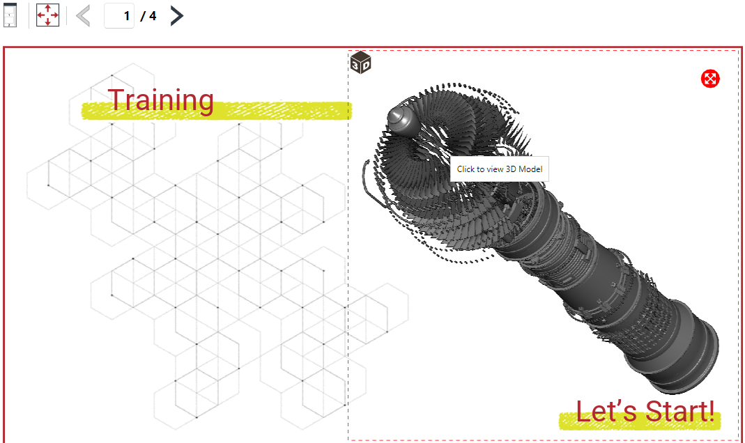 Click to view 3D model tooltip on a 3D model object on a page in the Viewer