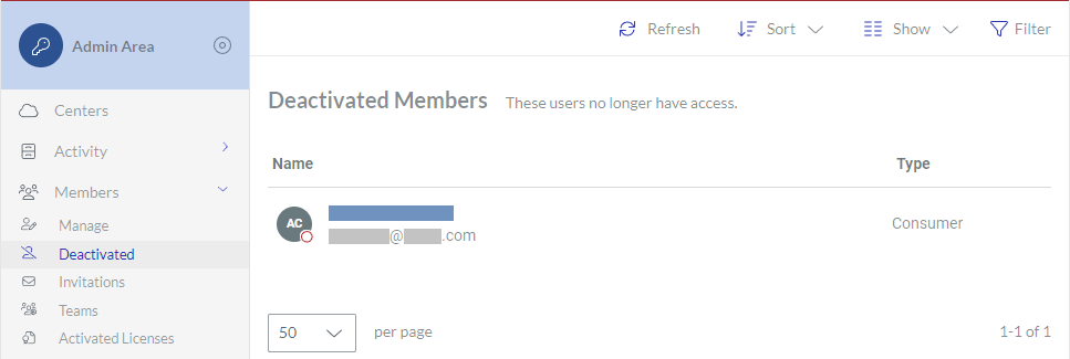 Deactivated Members Page