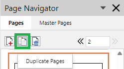 Duplicate Pages Button on the Page Navigator Toolbar
