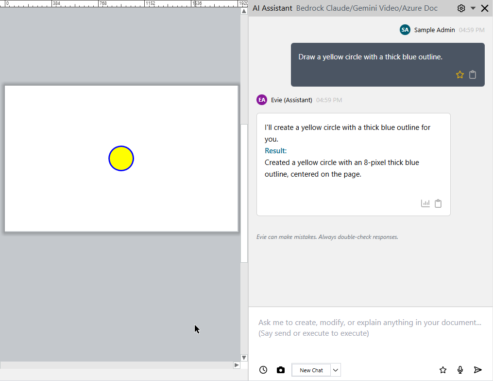 Evie created a yellow circle with a thick blue outline.