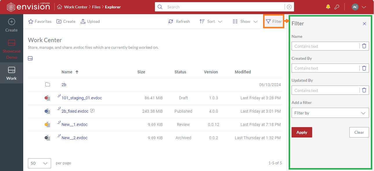 Filter Portal Content Toolbar Button and Pane