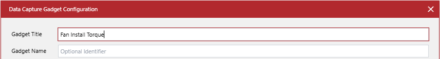The Gadget Title field in the Data Capture Gadget Configuration pop-up dialog
