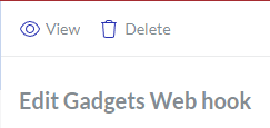 The Gadgets Data Web hook page toolbar in editing mode