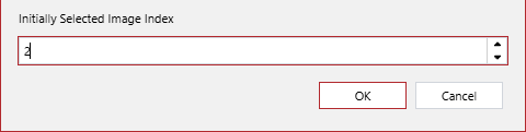 The Initially Selected Image Index field in the Image Gallery Configuration pop-up dialog
