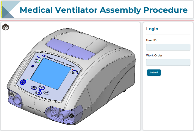 The Login gadget for Medical Ventilator Assembly Procedure