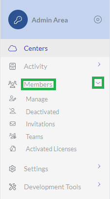 Members Category Expanded on Wide Admin Area Sidebar
