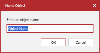 The Name Object pop-up dialog with no object name given