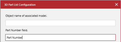 The Part Number field field in the 3D Part List Configuration pop-up dialog
