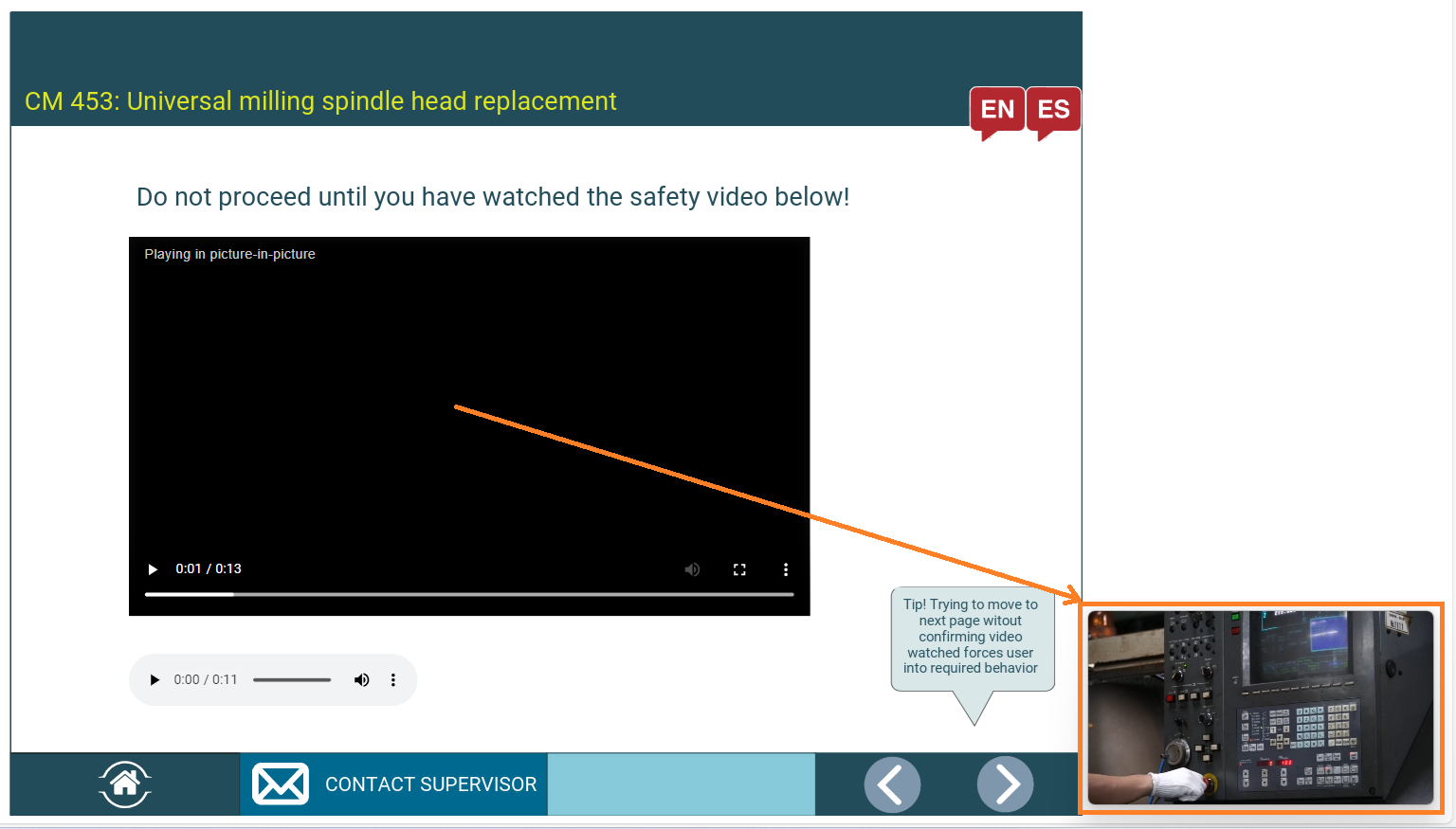 Picture in picture Video Playback Launched from the Viewer