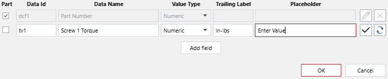 Populating the Placeholder property of a new data capture field in the Data Capture Gadget Configuration pop-up dialog