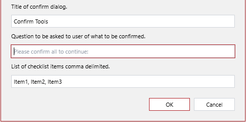 The Question to be asked to user of what to be confirmed field in the Action Button Configuration pop-up dialog