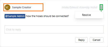 Resolve is the only command of an unresolved comment thread available to the comment thread viewer