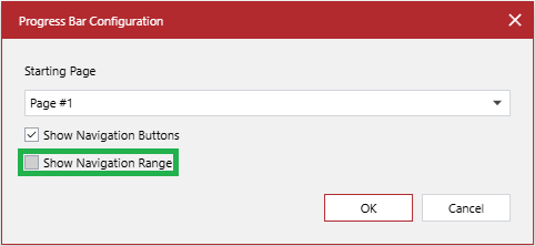 The Show Navigation Range checkbox in the Progress Bar Configuration pop-up dialog