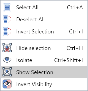 Show Selection context-sensitive menu command in the on-page 3D viewer of the Envision Viewer