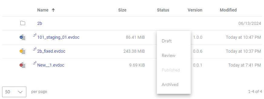 Status Column Drop-down List