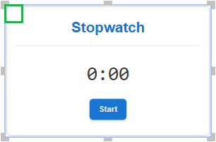 A Stopwatch gadget has no cogwheel icon with the letter G in interactive viewing mode