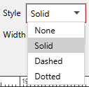 The Style drop-down list in the Border panel of the Gadget contextual ribbon tab