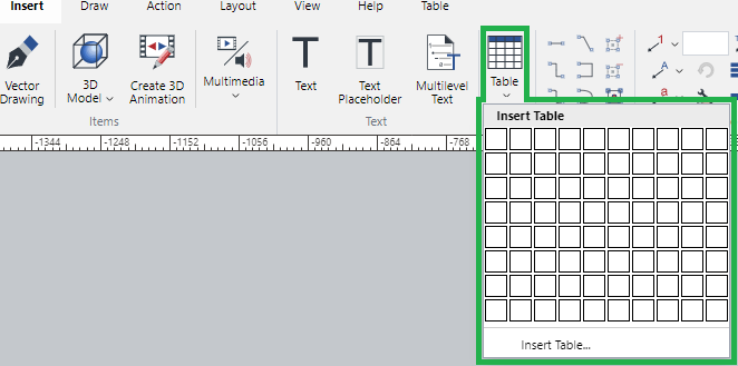 Table Button in the Tables Panel on the Insert Ribbon Tab