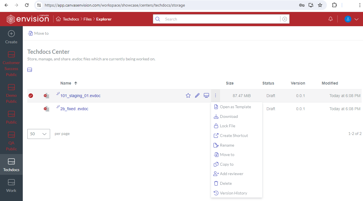 Techdocs Work Center