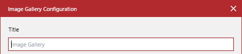 The Title field in the Image Gallery Configuration pop-up dialog