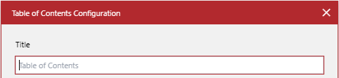 The Title field in the Table of Contents Configuration pop-up dialog