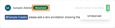 Unresolved is the only command of a resolved comment thread available to all users