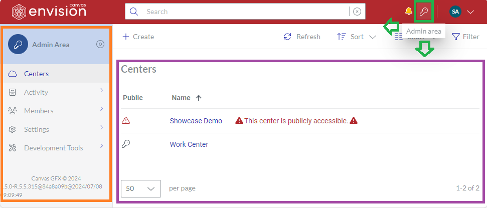 Accessing Admin Area
