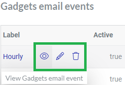 An action menu for a gadget email series