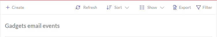The content toolbar for the Gadgets Web hooks page