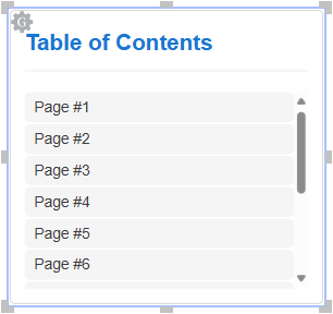 A default Table of Contents gadget for 12/12 pages without page numbers