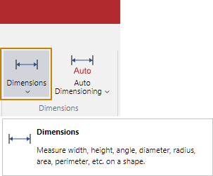 Dimensions Menu Button in the Dimensions Panel on the Insert Ribbon Tab Dimensions Menu Button in the Dimensions Panel on the Insert Ribbon Tab