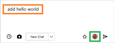Entering text by voice in the AI Assistant pane prompt box