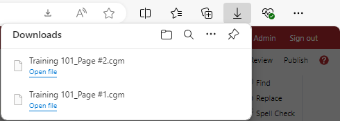 Exported CGM Files on the Downloads Browser Drop-down List