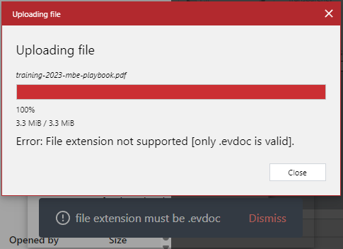 file extension must be evdoc error