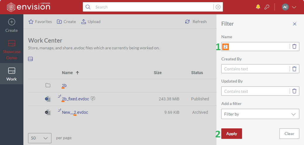 Filtering Content Table