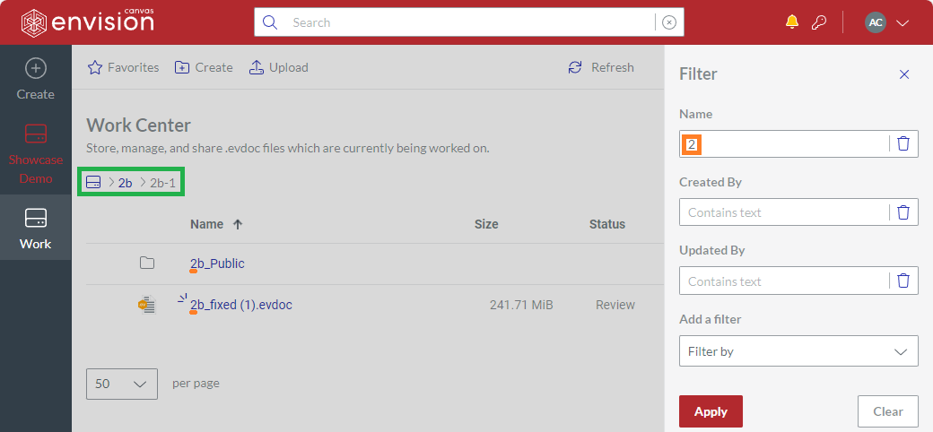Filters Continue Being Applied When Navigating the Work Center
