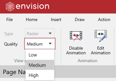 You can change the quality of the 3D Animation object&rsquo;s image from the View Appearance panel in the 3D Animation contextual tab of the Ribbon.