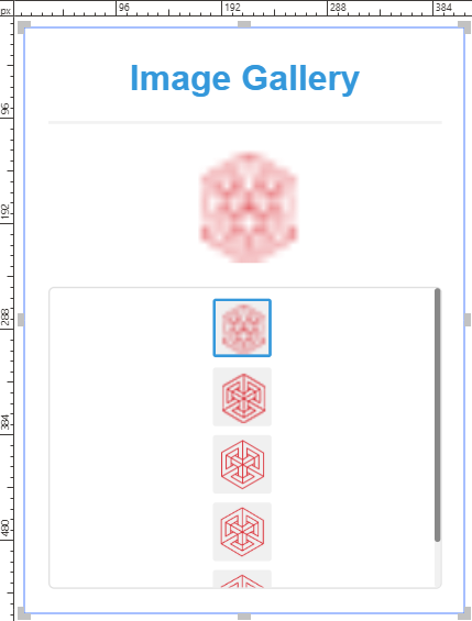 An image-gallery gadget with the vertical thumbnails layout