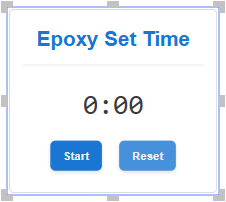 An inactive Epoxy Set Time stopwatch gadget with the Reset button
