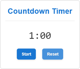 An inactive countdown timer gadget with the Reset button in the Canvas Envision Viewer
